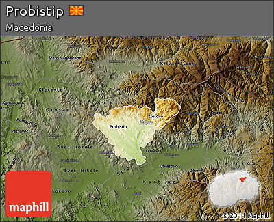 Physical Map of Probistip, darken