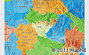 Physical Map of Probistip, political shades outside