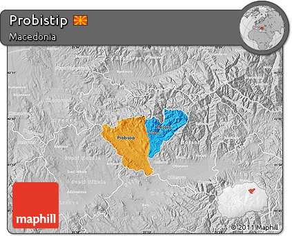 Political Map of Probistip, lighten, desaturated