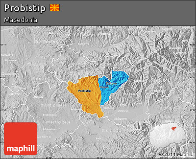 Political Map of Probistip, lighten, desaturated