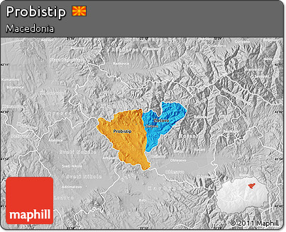 Political Map of Probistip, lighten, desaturated