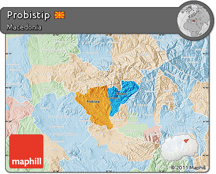 Political Map of Probistip, lighten
