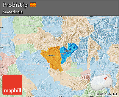 Political Map of Probistip, lighten