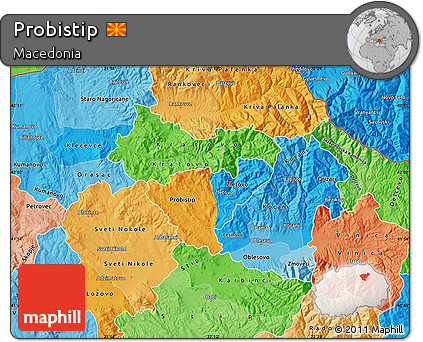 Political Map of Probistip, political shades outside