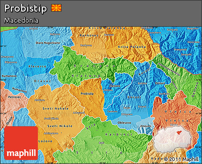 Political Map of Probistip, political shades outside