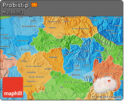 Political Map of Probistip, political shades outside