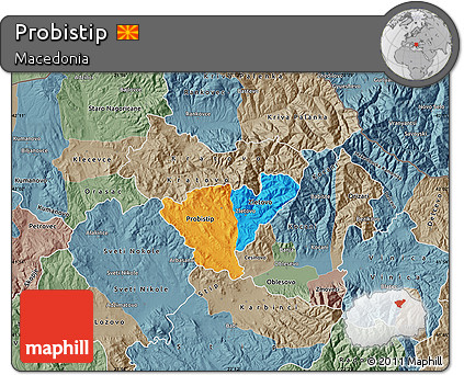 Political Map of Probistip, semi-desaturated