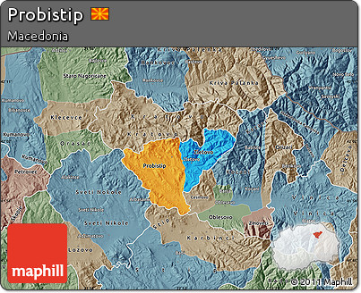 Political Map of Probistip, semi-desaturated