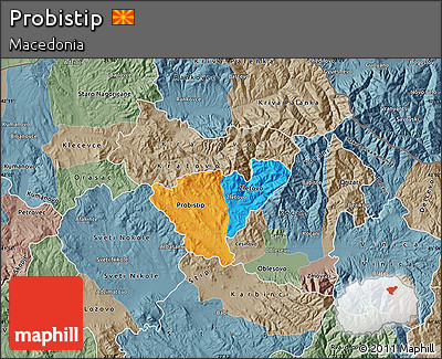 Political Map of Probistip, semi-desaturated