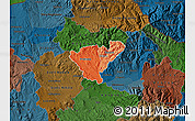 Political Shades Map of Probistip, darken