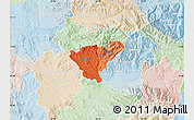 Political Shades Map of Probistip, lighten
