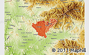 Political Shades Map of Probistip, physical outside