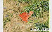 Political Shades Map of Probistip, satellite outside