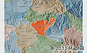 Political Shades Map of Probistip, semi-desaturated