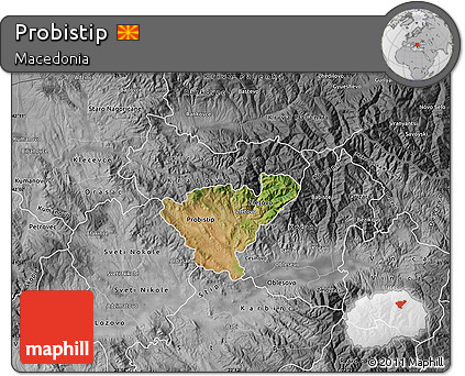 Satellite Map of Probistip, desaturated