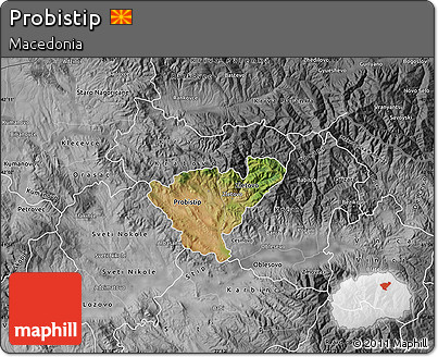 Satellite Map of Probistip, desaturated