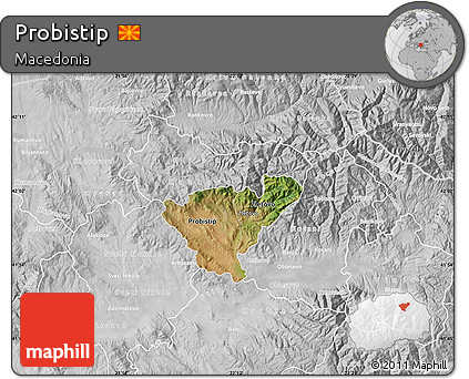 Satellite Map of Probistip, lighten, desaturated