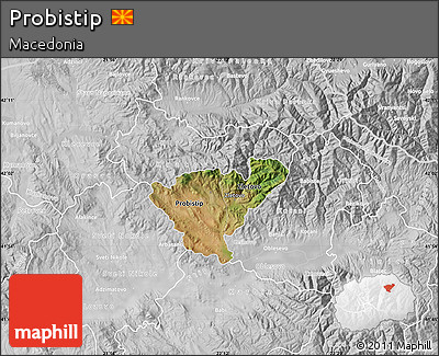 Satellite Map of Probistip, lighten, desaturated