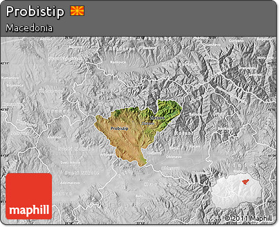 Satellite Map of Probistip, lighten, desaturated