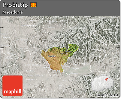 Satellite Map of Probistip, lighten, semi-desaturated