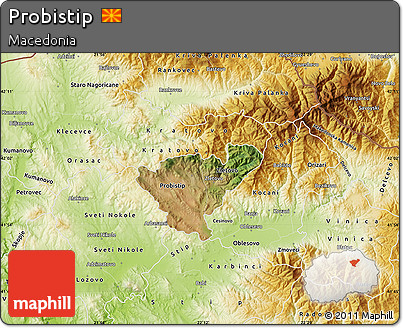 Satellite Map of Probistip, physical outside