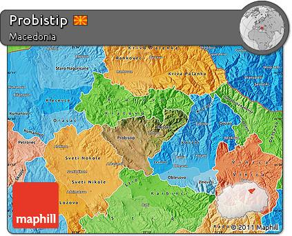 Satellite Map of Probistip, political shades outside