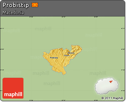 Savanna Style Map of Probistip, single color outside