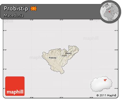 Shaded Relief Map of Probistip, cropped outside