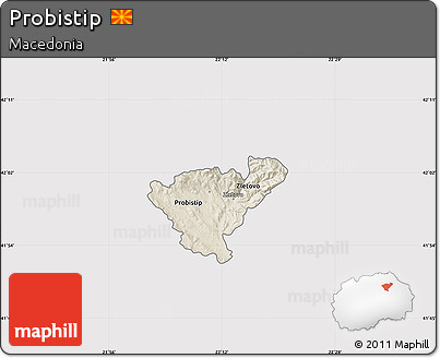 Shaded Relief Map of Probistip, cropped outside