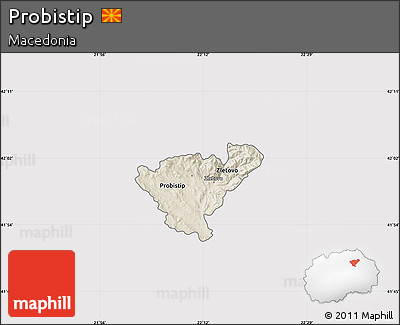 Shaded Relief Map of Probistip, cropped outside