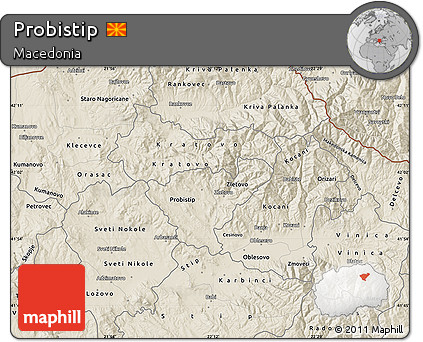 Shaded Relief Map of Probistip