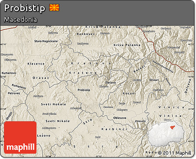 Shaded Relief Map of Probistip