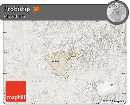 Shaded Relief Map of Probistip, lighten
