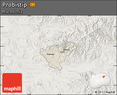 Shaded Relief Map of Probistip, lighten