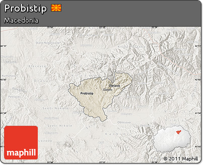 Shaded Relief Map of Probistip, lighten