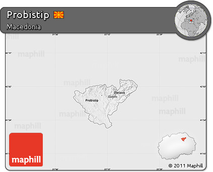 Silver Style Map of Probistip, single color outside