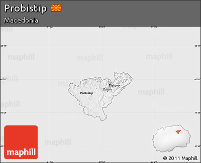 Silver Style Map of Probistip, single color outside