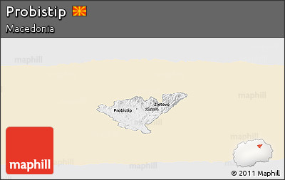 Classic Style Panoramic Map of Probistip, single color outside