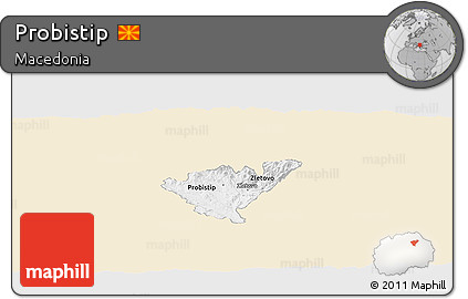 Classic Style Panoramic Map of Probistip, single color outside