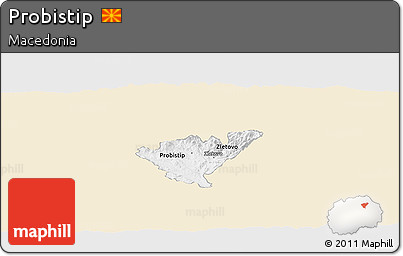 Classic Style Panoramic Map of Probistip, single color outside