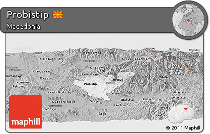 Gray Panoramic Map of Probistip