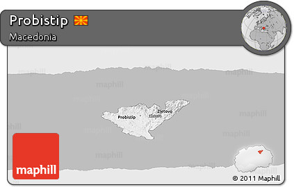 Gray Panoramic Map of Probistip, single color outside