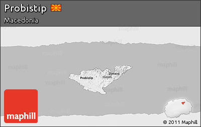 Gray Panoramic Map of Probistip, single color outside