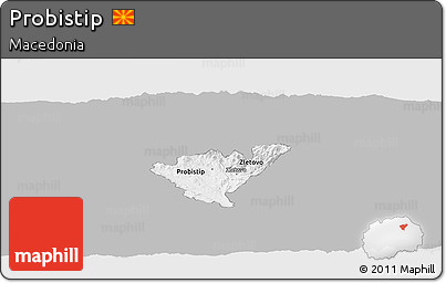Gray Panoramic Map of Probistip, single color outside