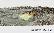 Physical Panoramic Map of Probistip, darken, semi-desaturated