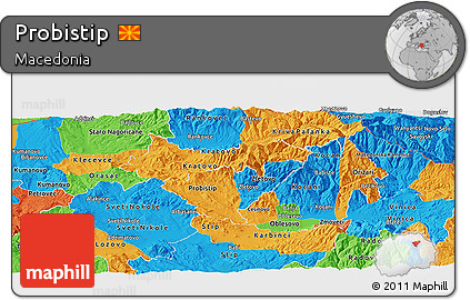 Political Panoramic Map of Probistip