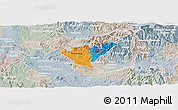 Political Panoramic Map of Probistip, lighten, semi-desaturated