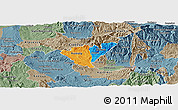 Political Panoramic Map of Probistip, semi-desaturated