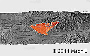 Political Shades Panoramic Map of Probistip, darken, desaturated