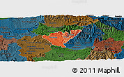 Political Shades Panoramic Map of Probistip, darken